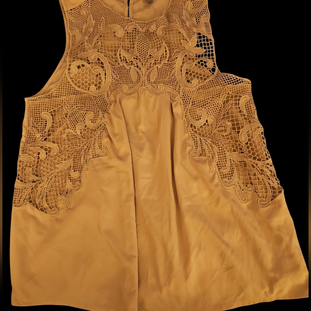 Chelsea28 Beige Lace Detail Blouse